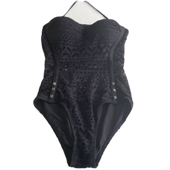 SURENOW Womens Black Mesh 1 Pc SwimSuit Size Medium NWT - Picture 10 of 10